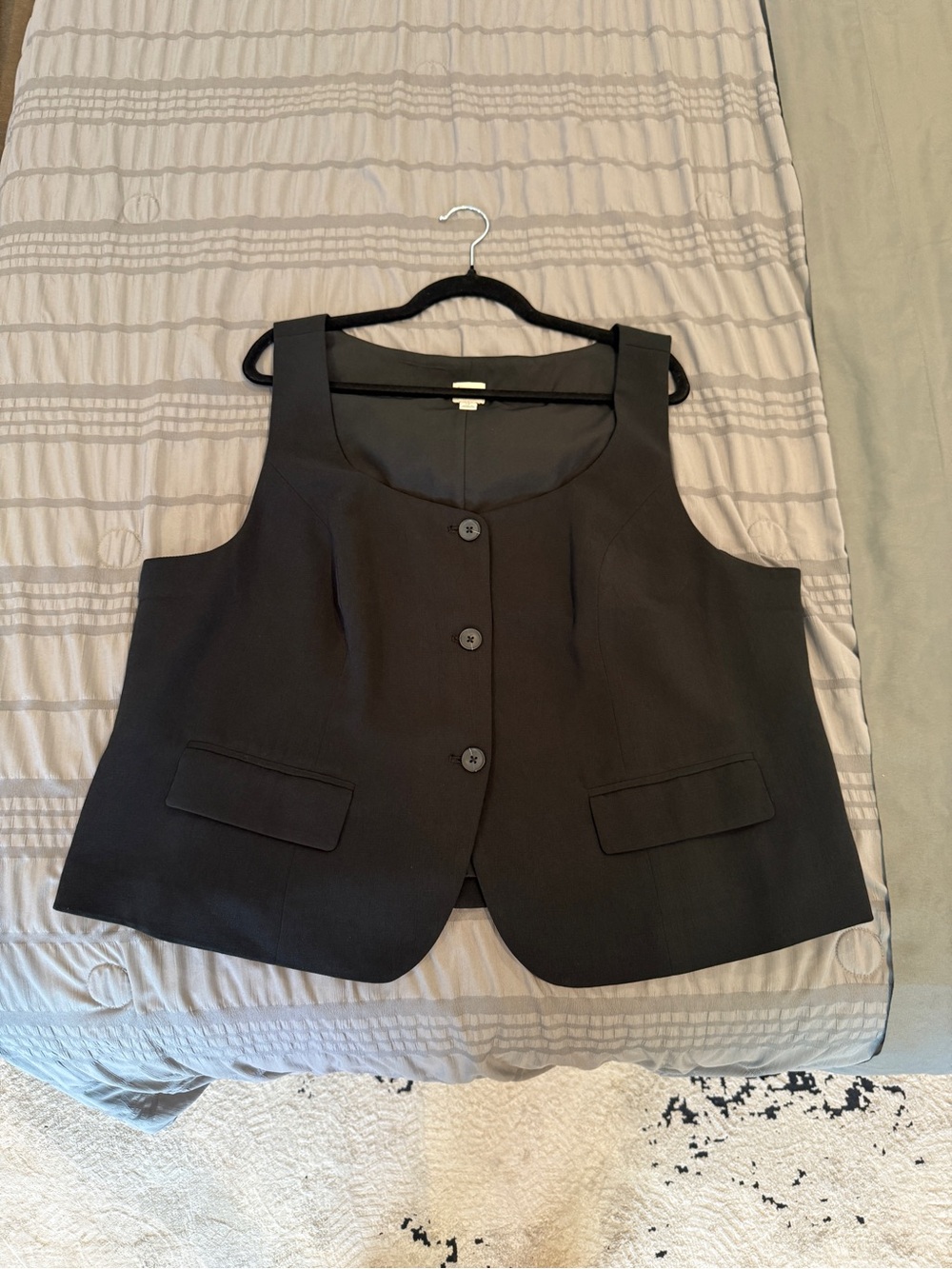 a new day Black Button-Front Vest 1X